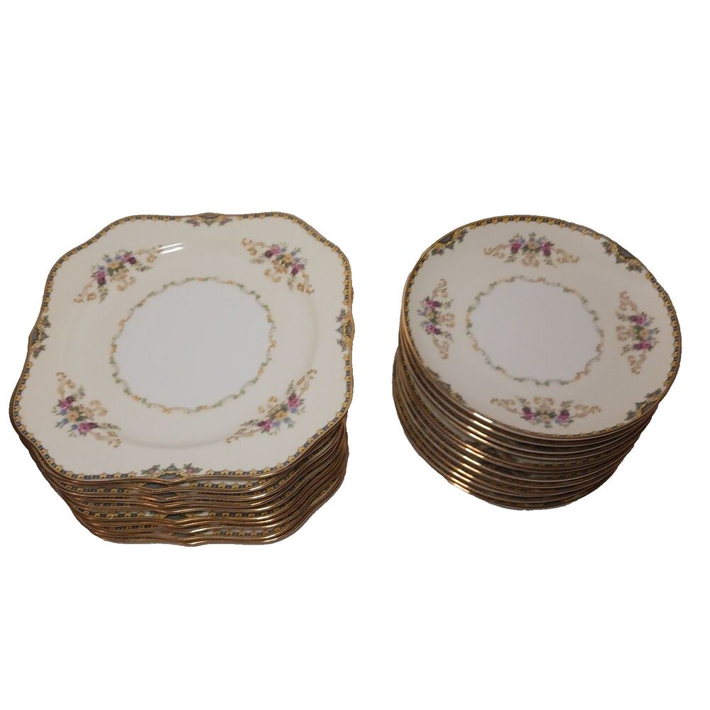 Vintage Noritake Alford Set Japan Square + Round Plates 7" + 8"